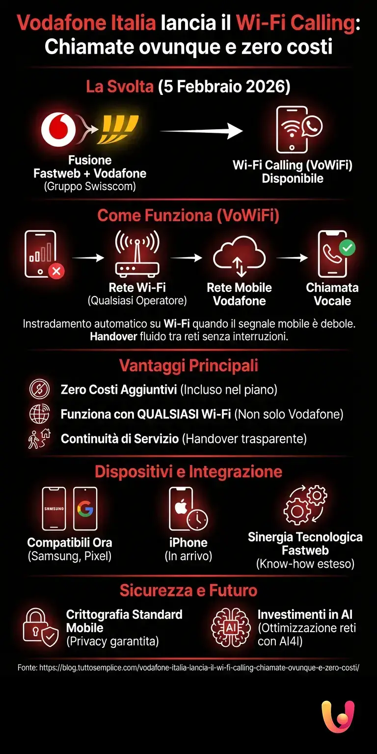 Vodafone Italia lancia il Wi-Fi Calling: chiamate ovunque e zero costi - Infografica riassuntiva