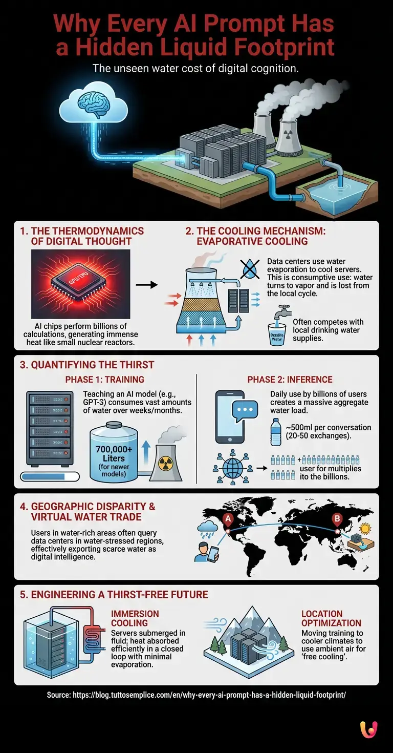 Why Every AI Prompt Has a Hidden Liquid Footprint - Summary Infographic