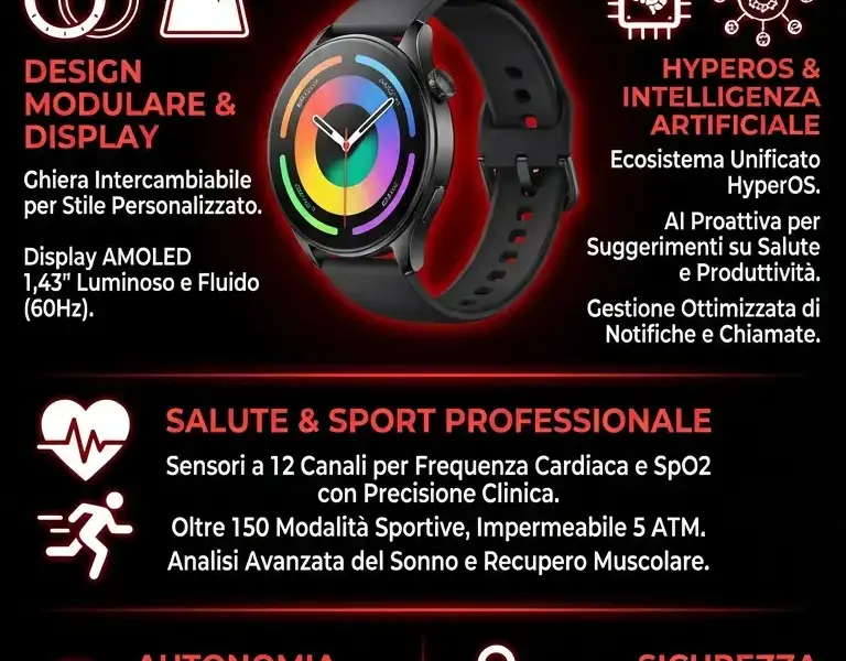 Infografica: Xiaomi Watch S4, crolla il prezzo: lo smartwatch top di gamma ora costa la met&agrave;