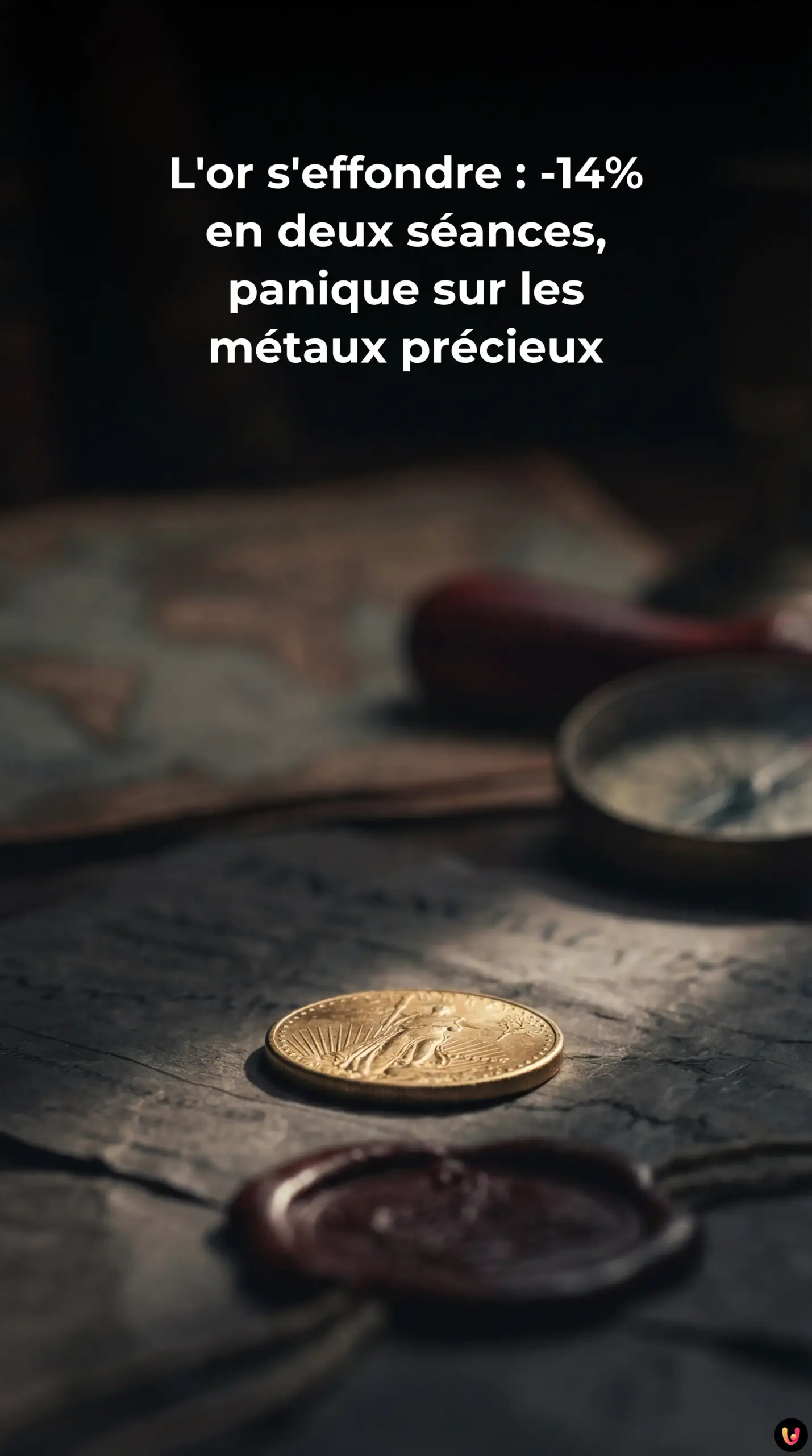 Graphique boursier rouge illustrant la chute brutale du cours de l'or