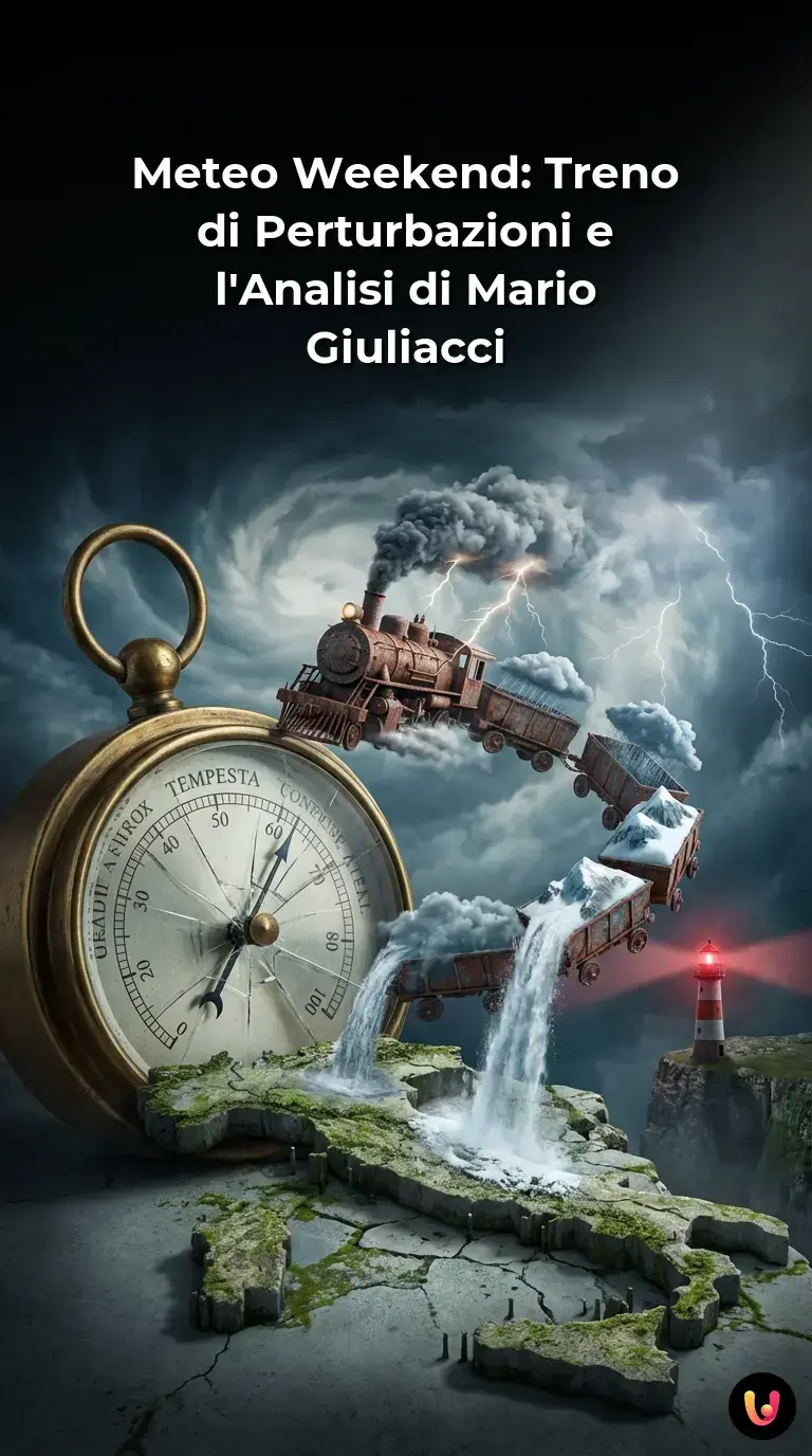 Mappa delle previsioni meteo sull'Italia con intense perturbazioni atlantiche