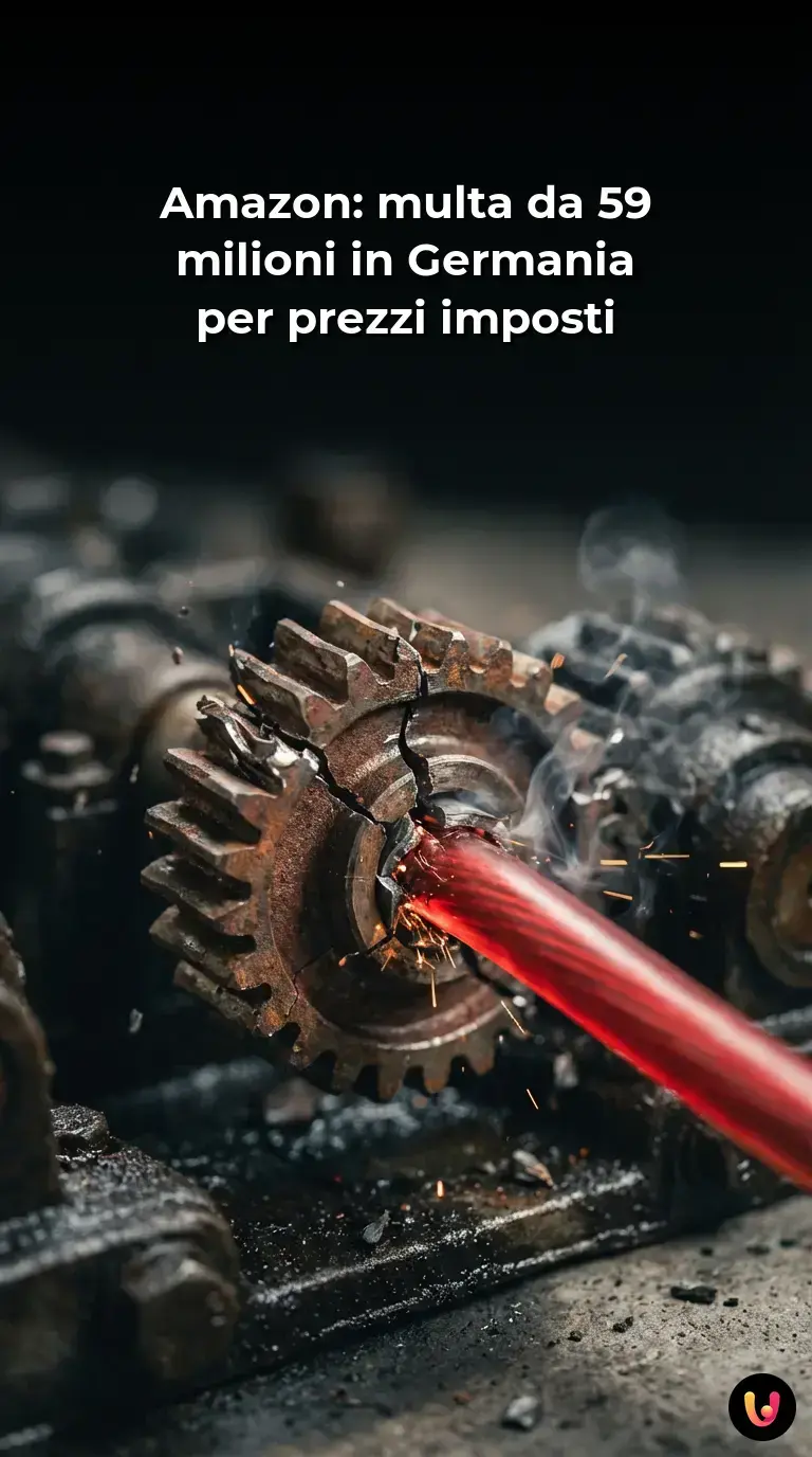 Logo Amazon visibile su uno smartphone con sfondo sfocato di pacchi in un magazzino logistico