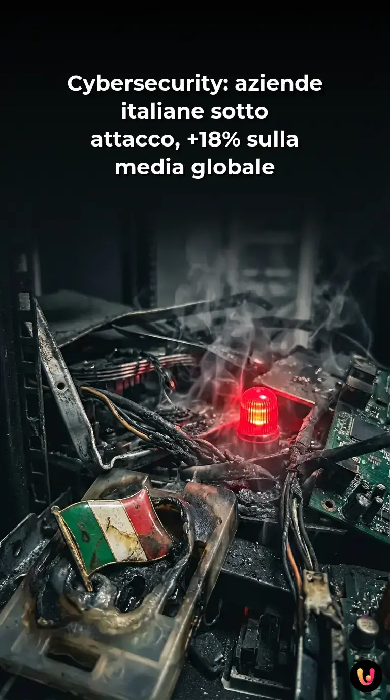 Hacker incappucciato digita codice su tastiera con scudo digitale e bandiera italiana