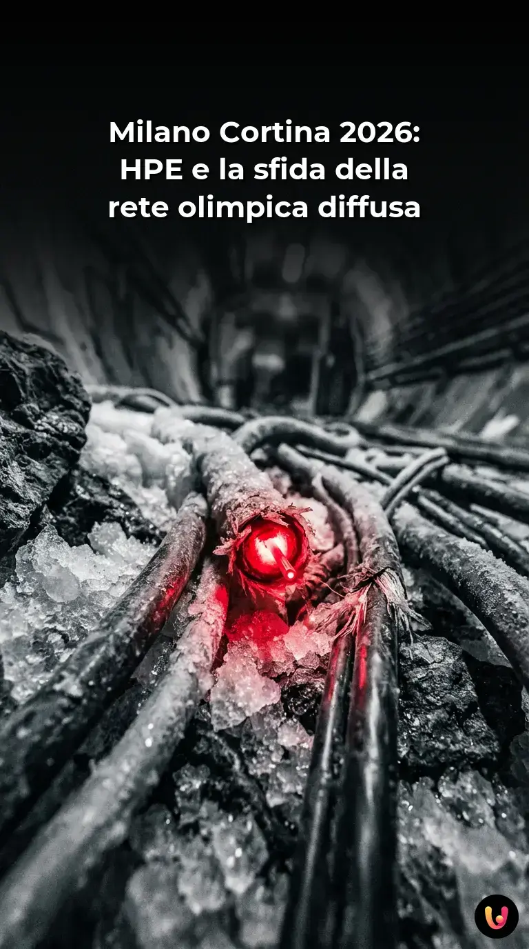 Logo HPE su sfondo digitale e montagne innevate delle Dolomiti