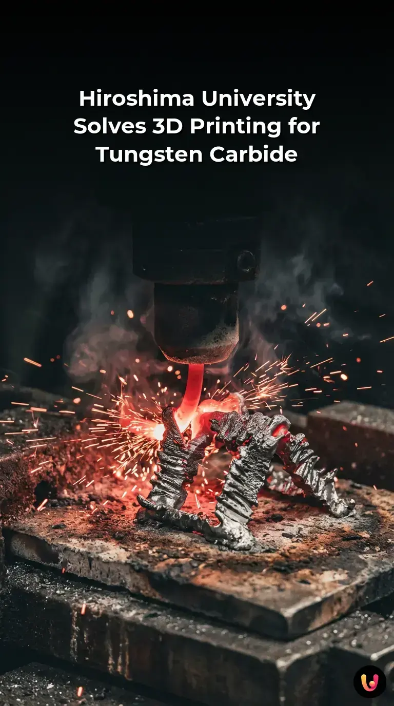 Industrial 3D printer creating tungsten carbide tools using laser technology.