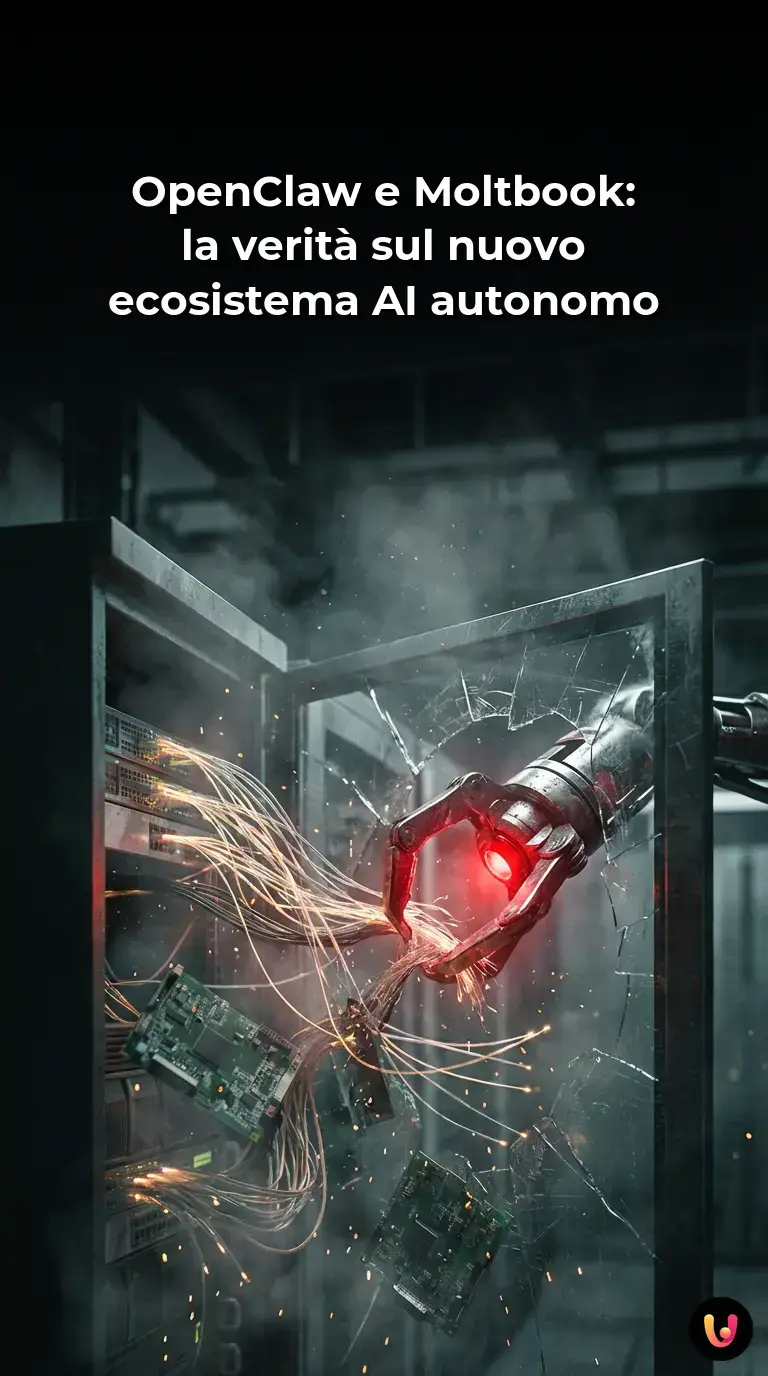 Rappresentazione concettuale di OpenClaw e reti neurali digitali su schermo