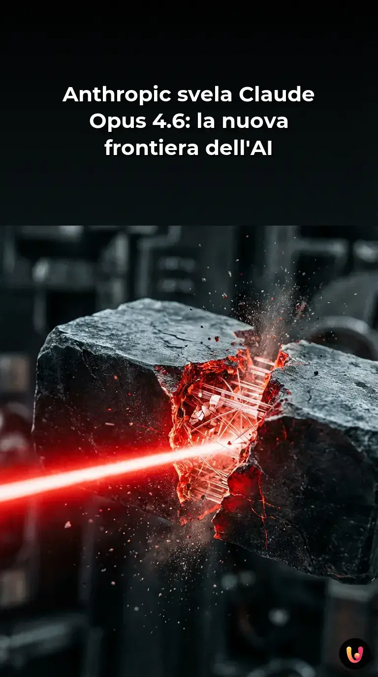 Grafica futuristica che rappresenta l'intelligenza artificiale Claude Opus 4.6 di Anthropic