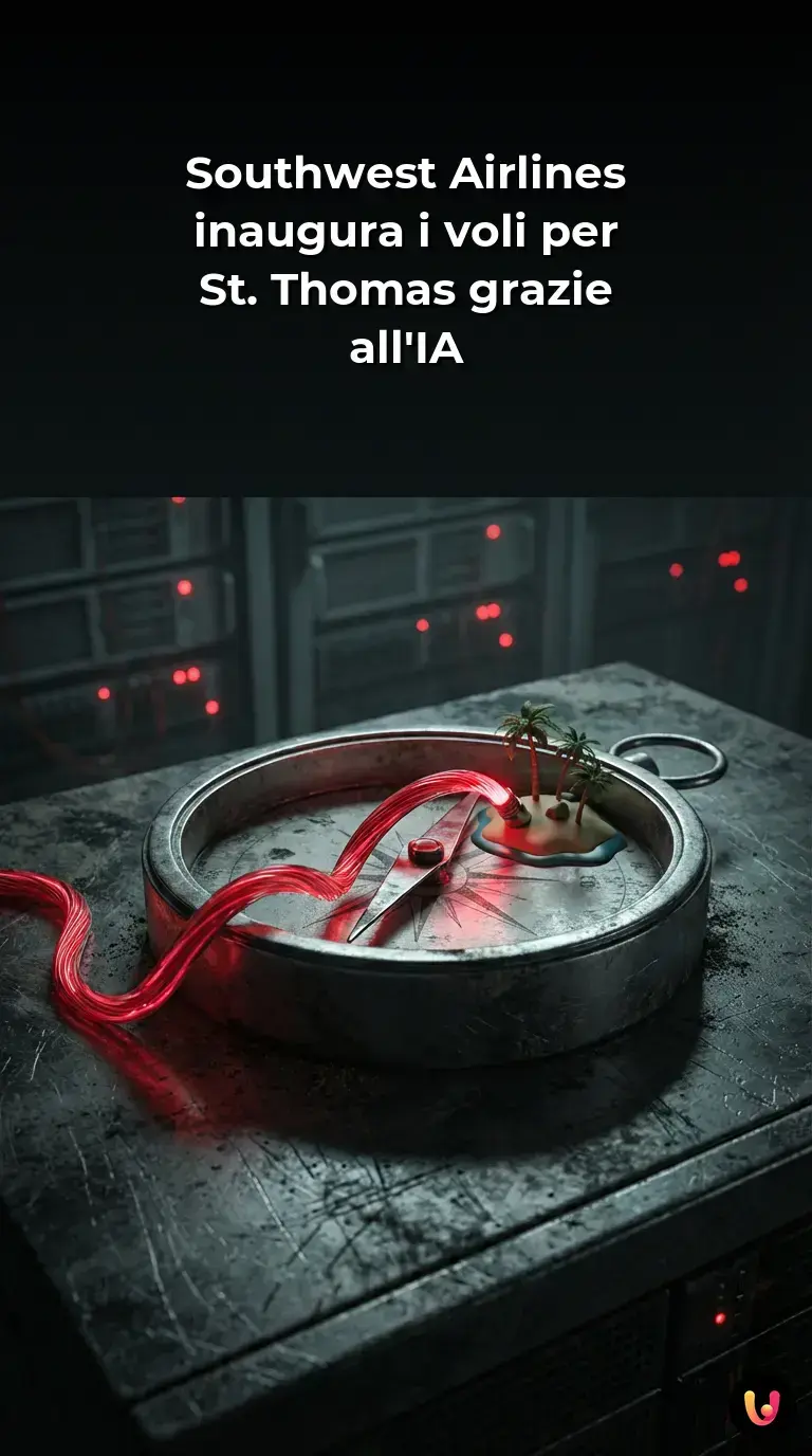 Aereo Southwest Airlines in volo verso St. Thomas sopra il mare dei Caraibi