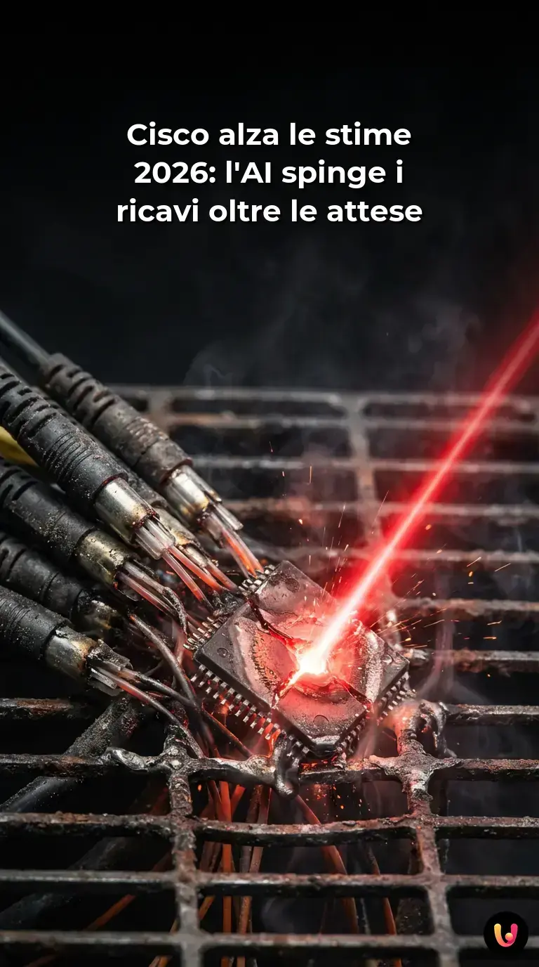 Logo Cisco Systems su sfondo digitale con connessioni di rete luminose