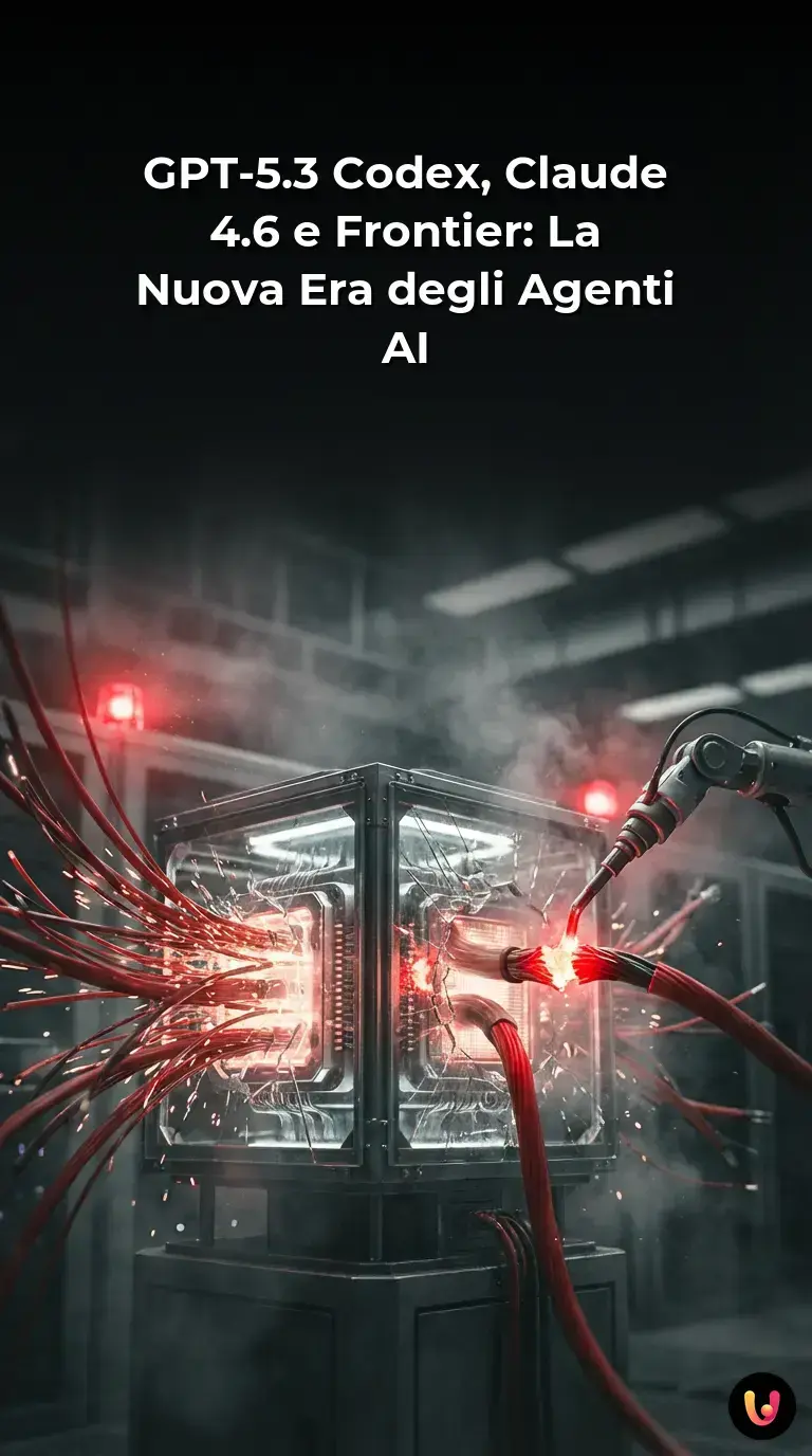 Rappresentazione concettuale della sfida tecnologica tra OpenAI GPT-5.3 e Claude 4.6