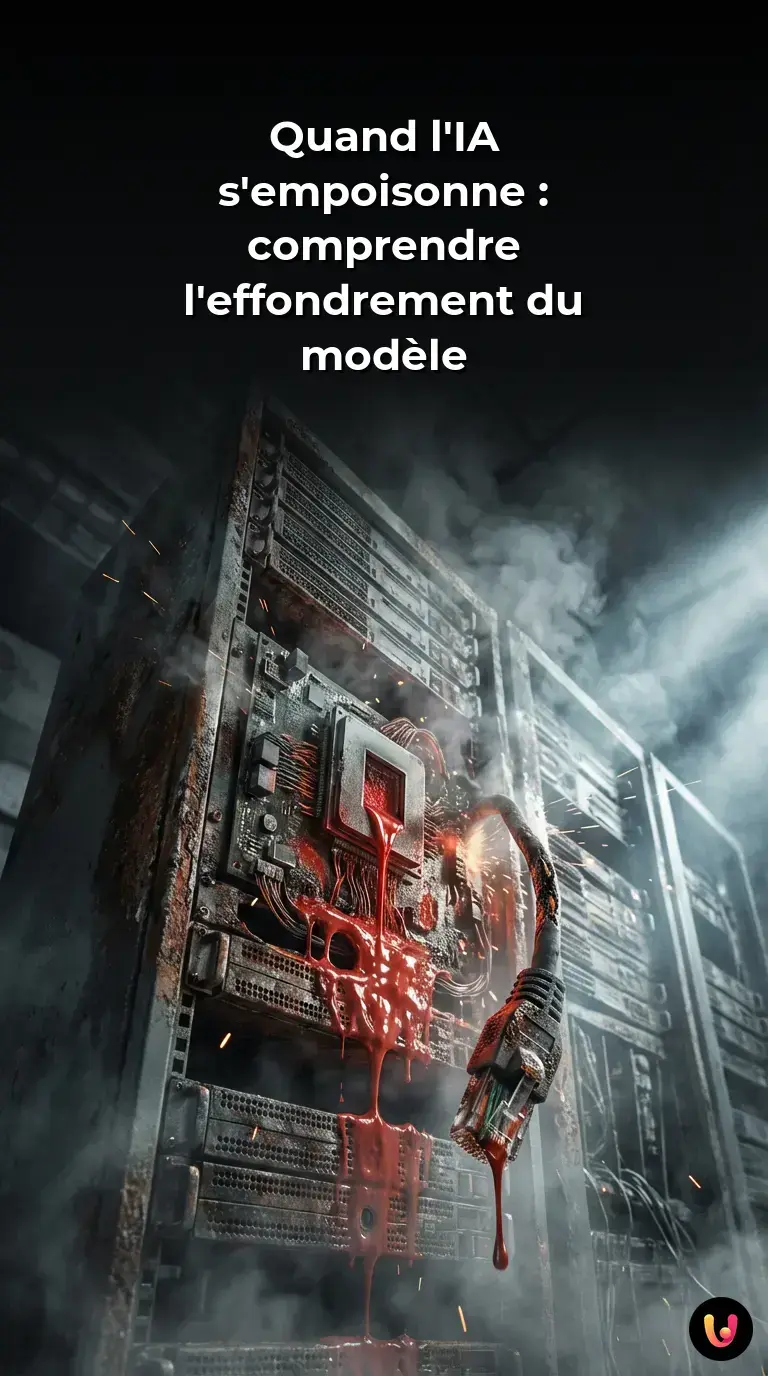 Visualisation abstraite de l'effondrement d'un modèle d'intelligence artificielle.