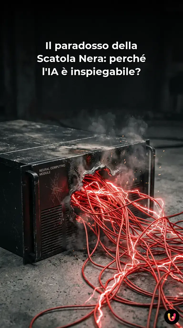 Rappresentazione astratta di una rete neurale complessa e luminosa su sfondo scuro