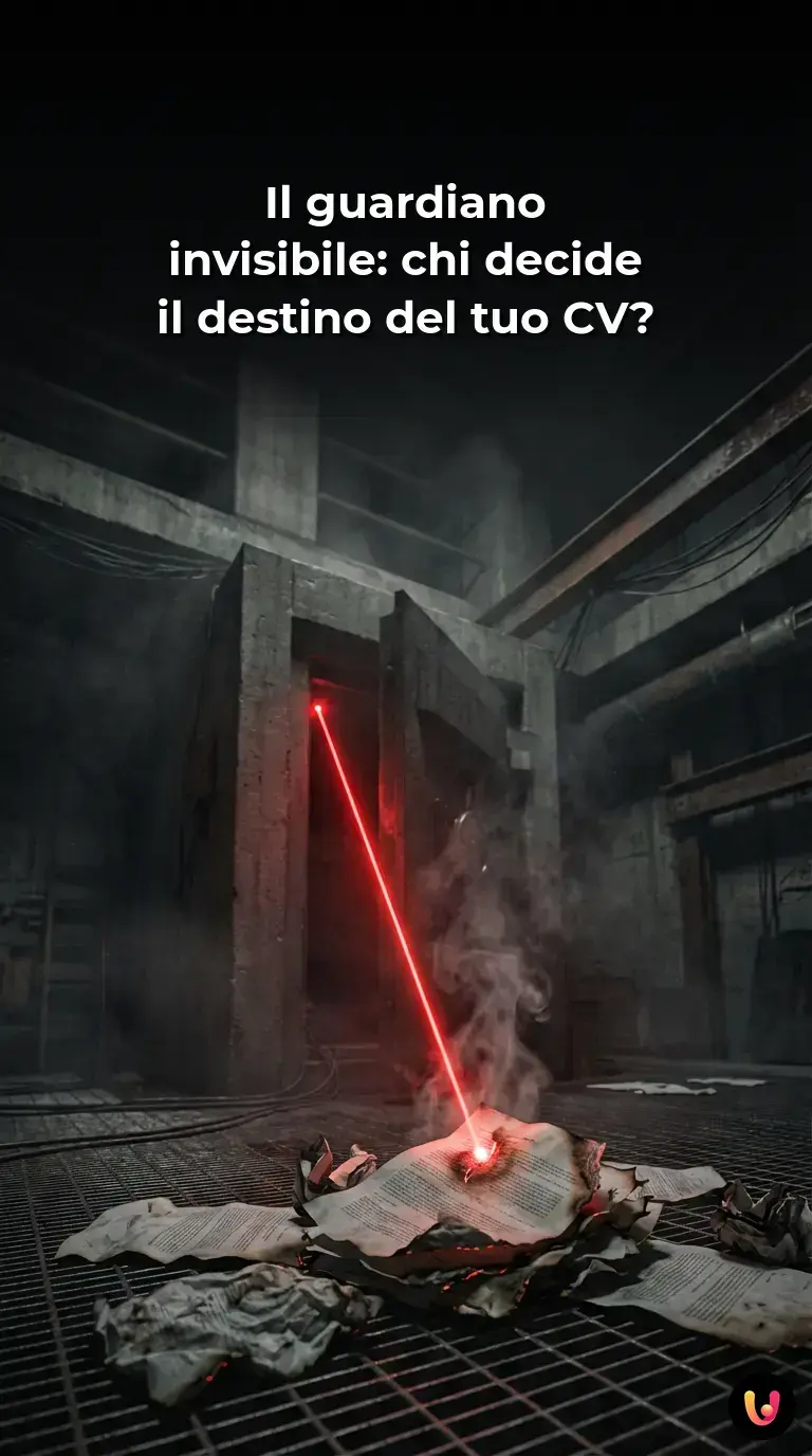 Rappresentazione grafica di un algoritmo AI che scansiona un curriculum vitae digitale