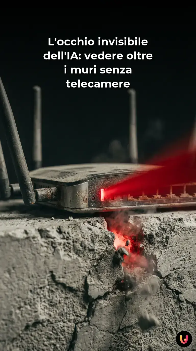 Silhouette umana rilevata attraverso onde Wi-Fi da un sistema di intelligenza artificiale