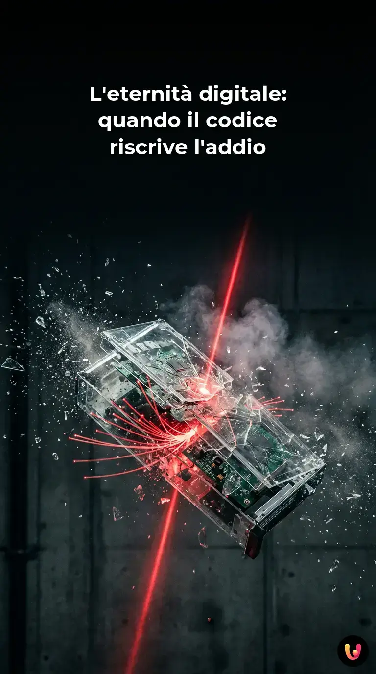 Smartphone mostra una chat con un avatar AI che simula una persona defunta.