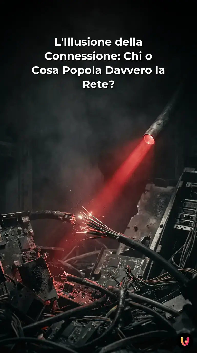 Silhouette umana osserva un flusso di dati digitali e bot