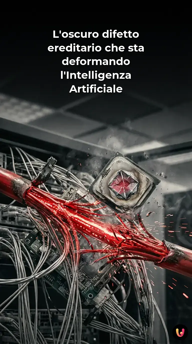 Rappresentazione concettuale del degrado dell'IA con codici digitali che si frammentano