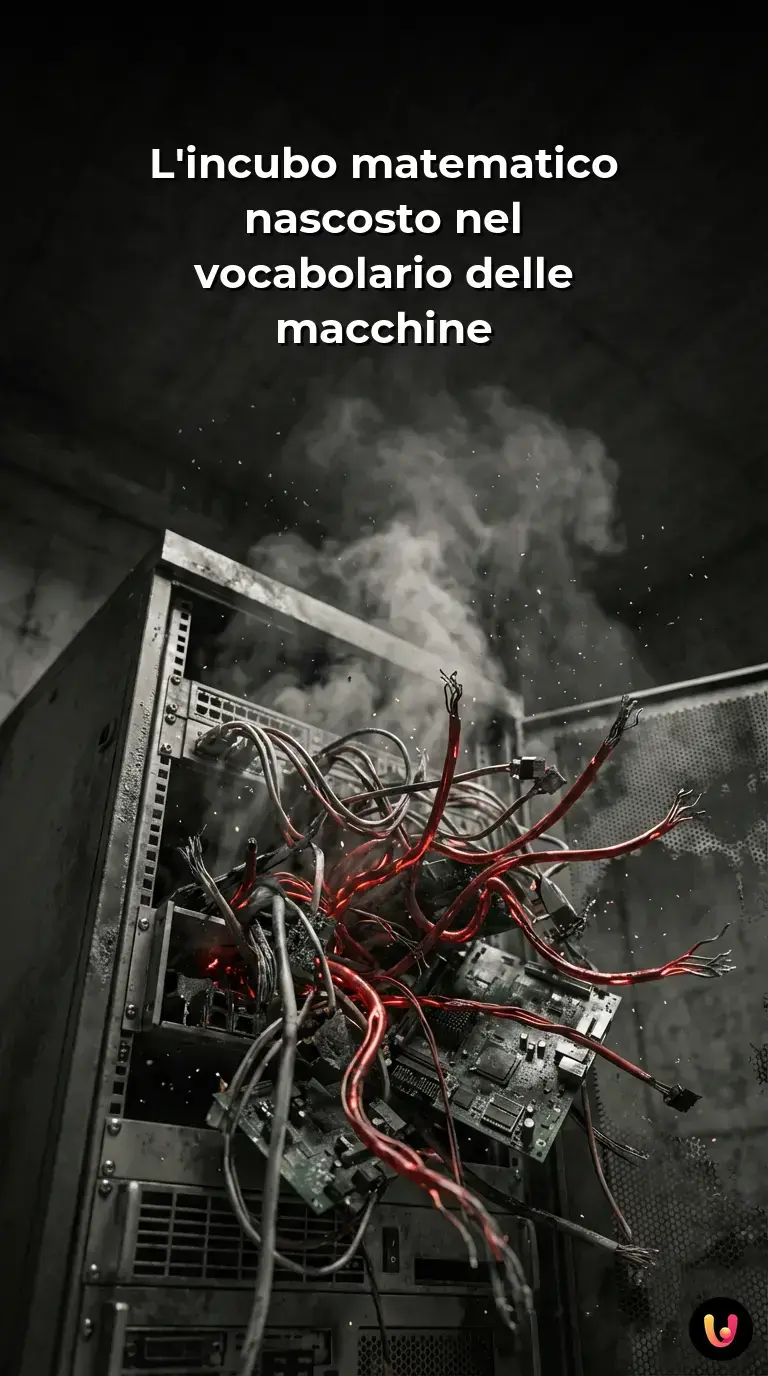 Rappresentazione digitale di codice informatico corrotto che simula un errore di sistema.