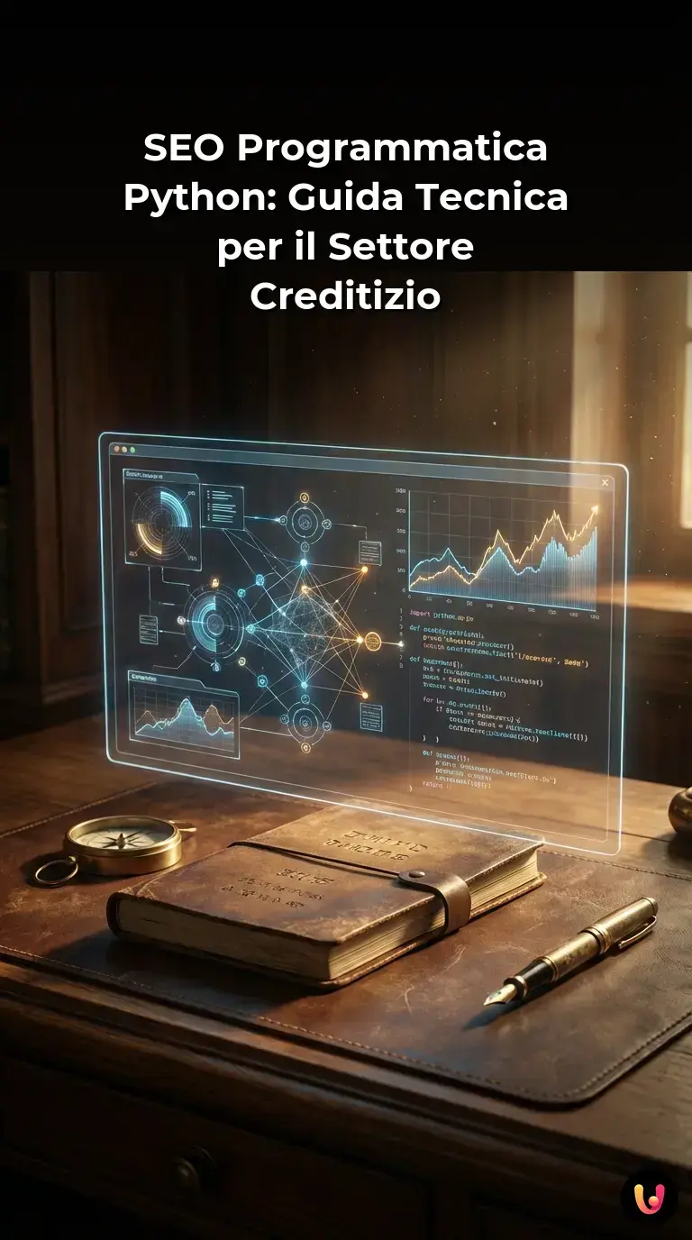 Codice Python e grafici finanziari su schermo per ottimizzazione SEO fintech.