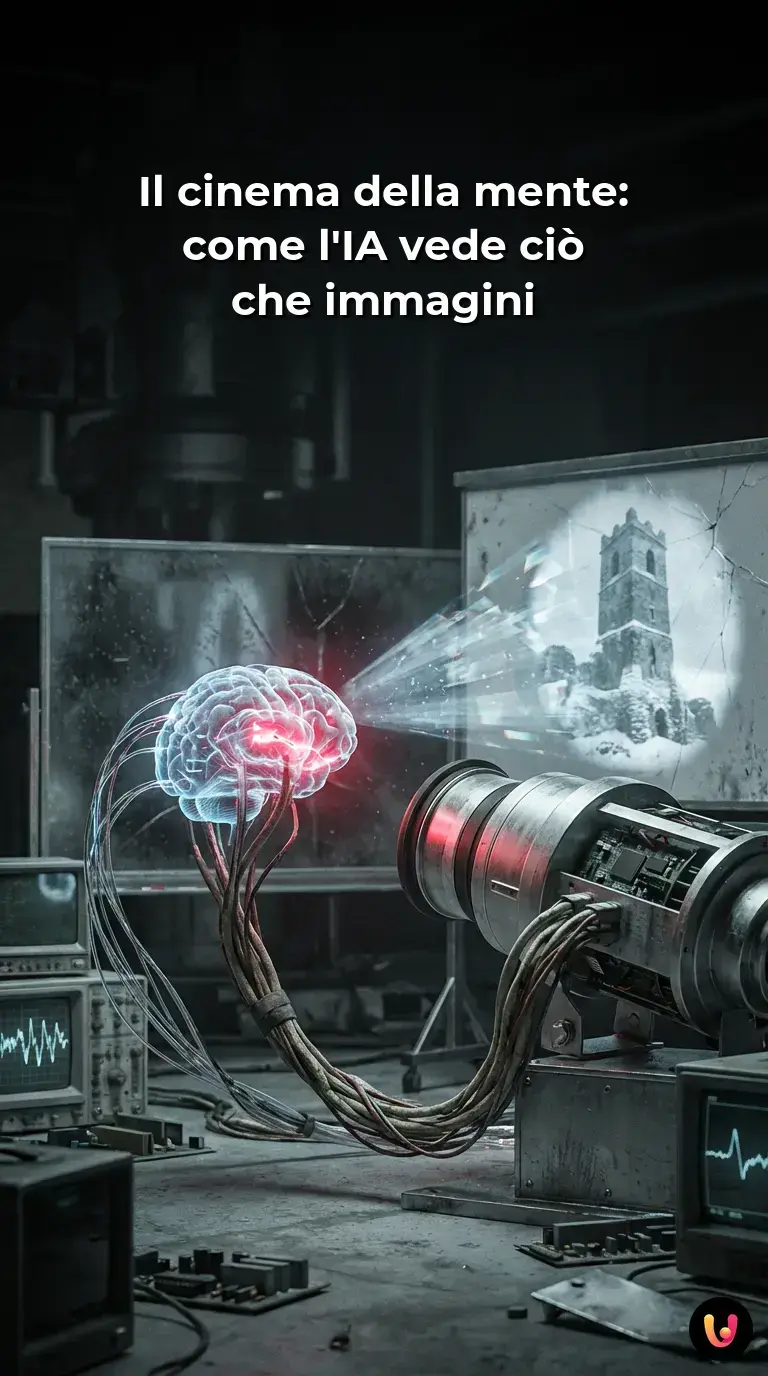 Grafica concettuale di un cervello umano che proietta scenari digitali tramite algoritmi.