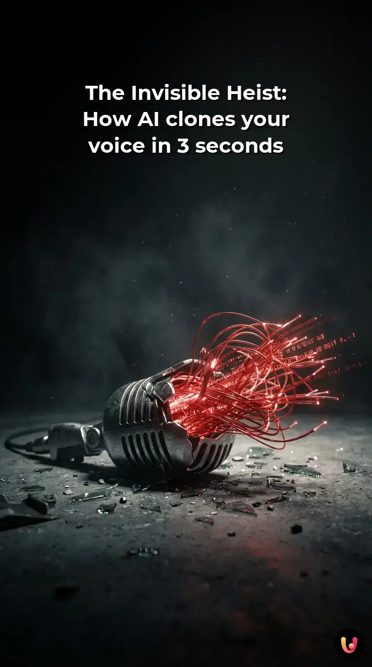 Digital sound waves transforming into a biometric identity profile.