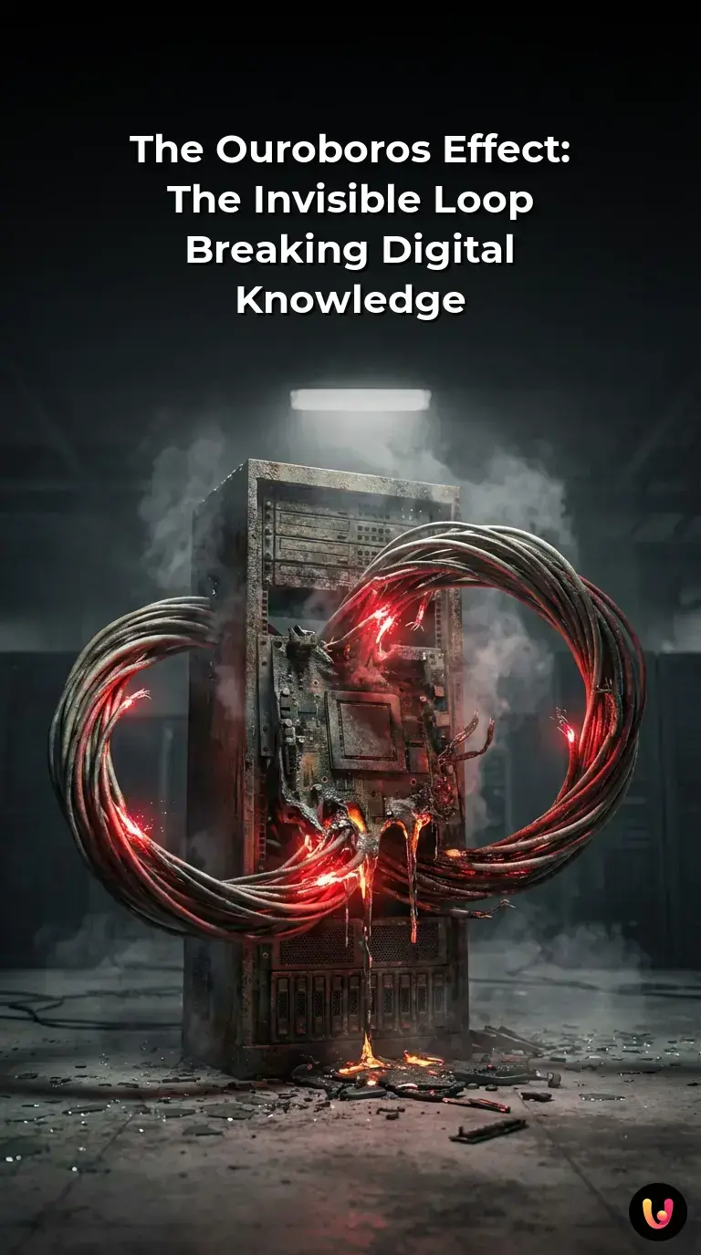 Digital Ouroboros serpent representing AI model collapse