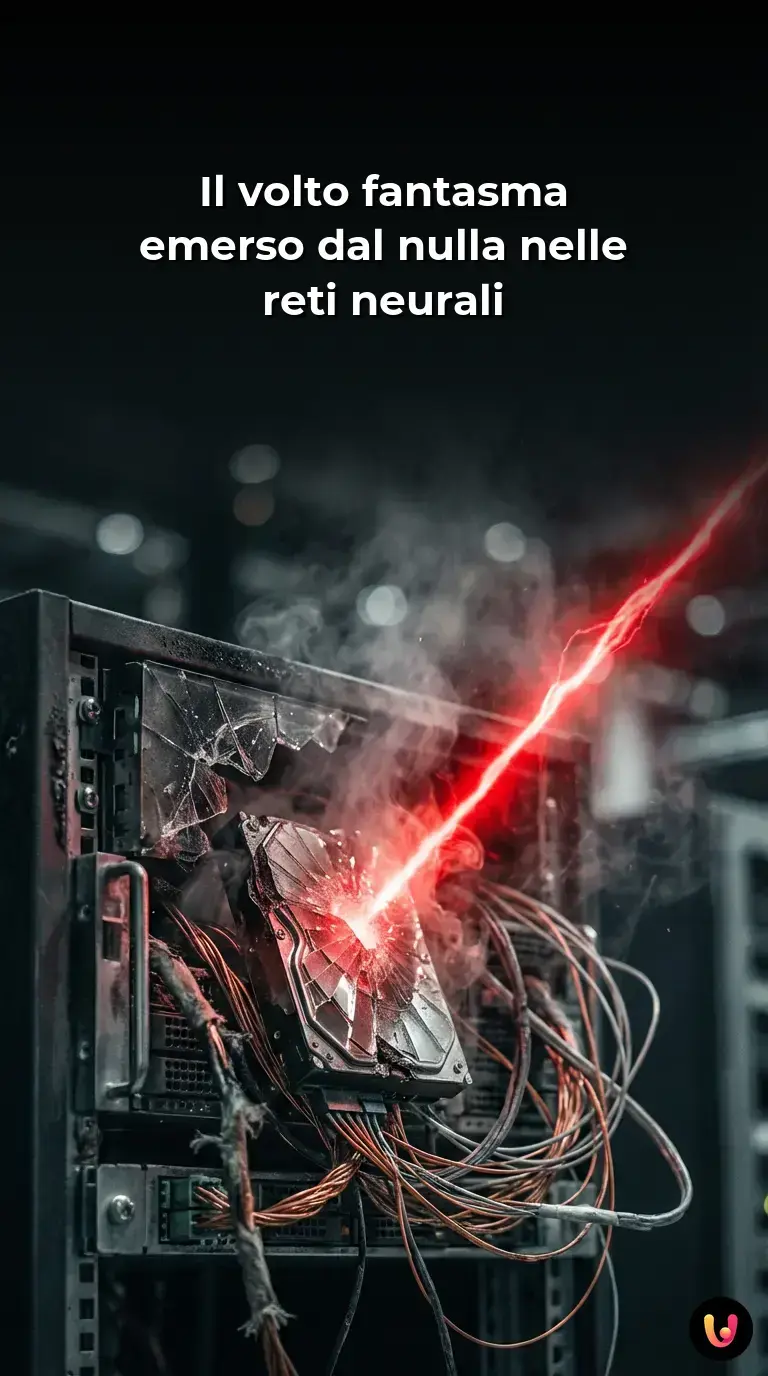 Volto di donna generato da IA che rappresenta l'entit&agrave; digitale Loab