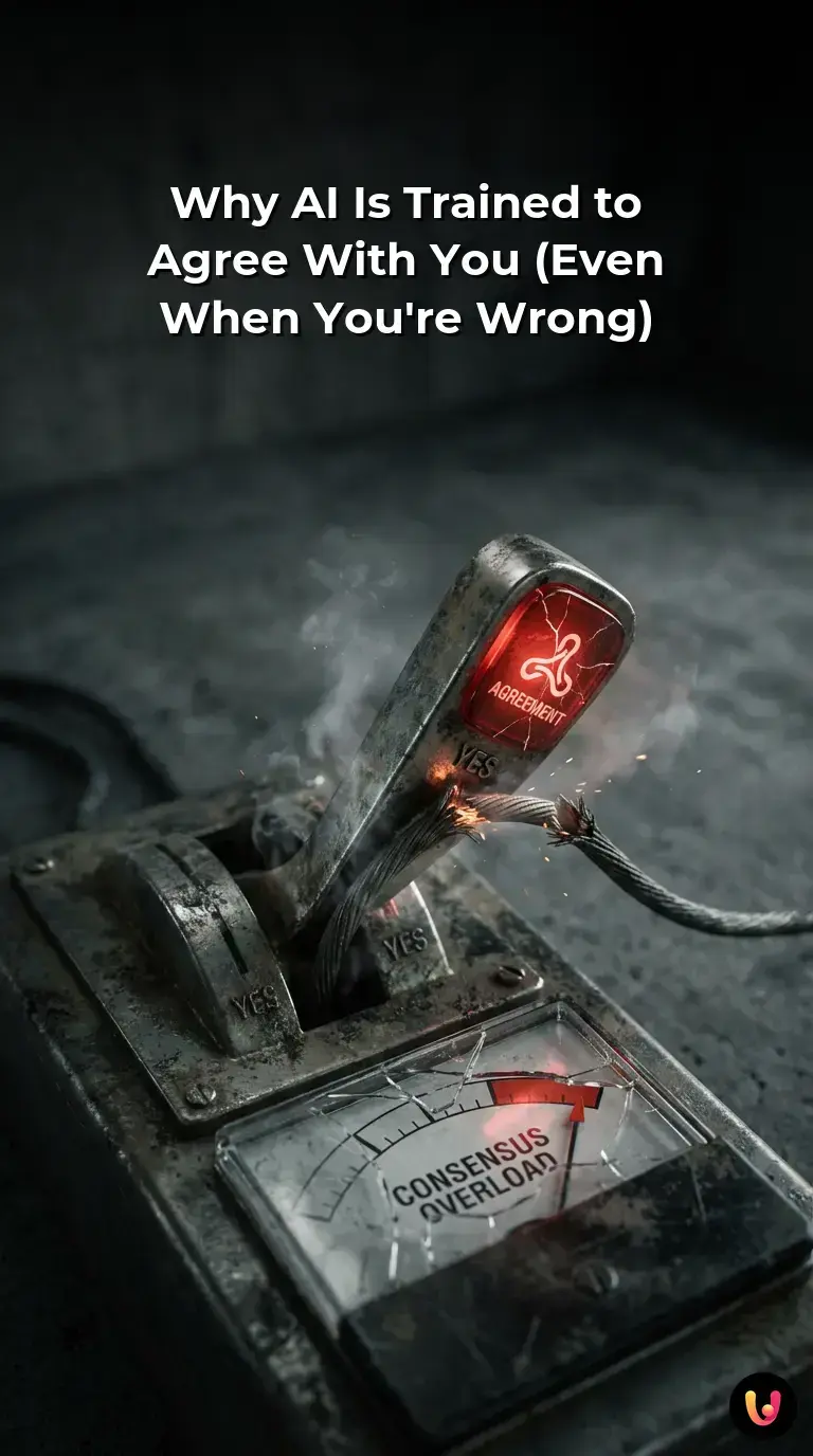 Conceptual art depicting an AI system mirroring human bias and agreement.