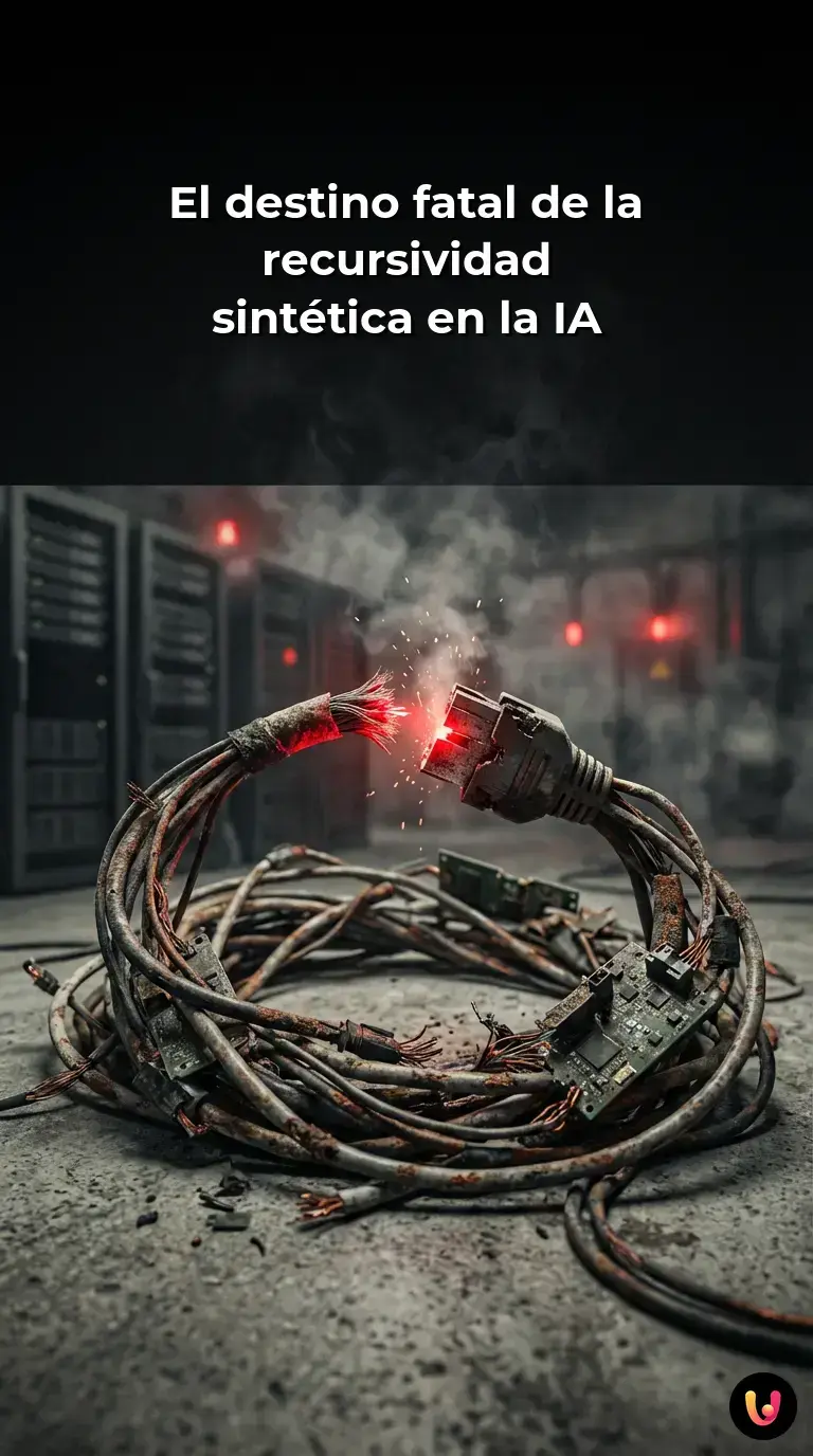 Representaci&oacute;n abstracta del colapso del modelo en inteligencia artificial