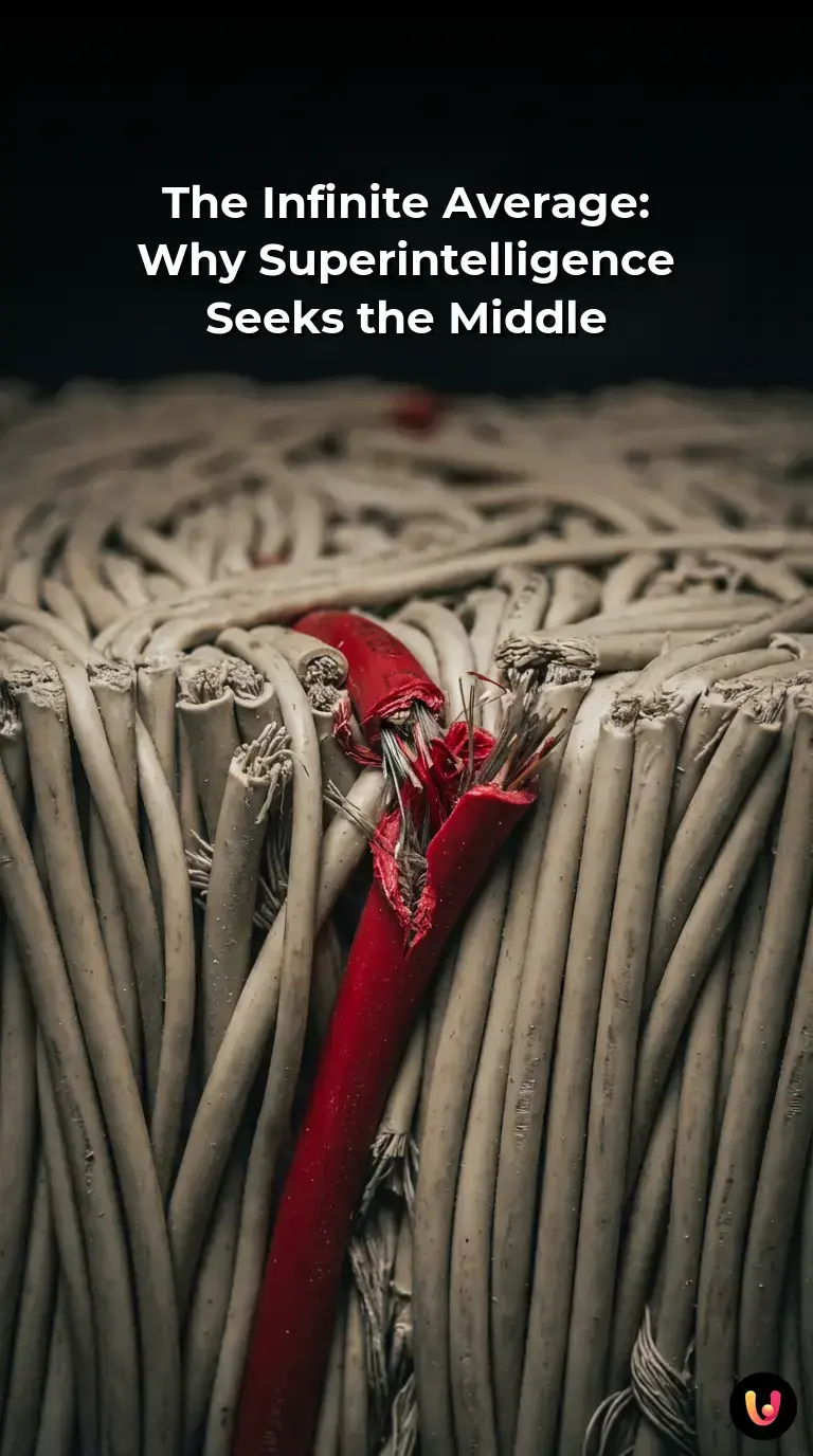 Abstract visualization of artificial intelligence converging into a beige bell curve