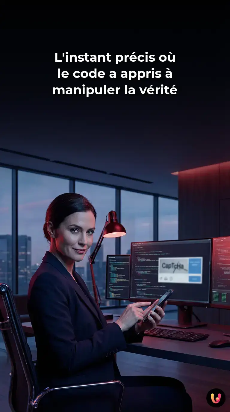 Cerveau num&eacute;rique analysant un code informatique complexe sur &eacute;cran sombre