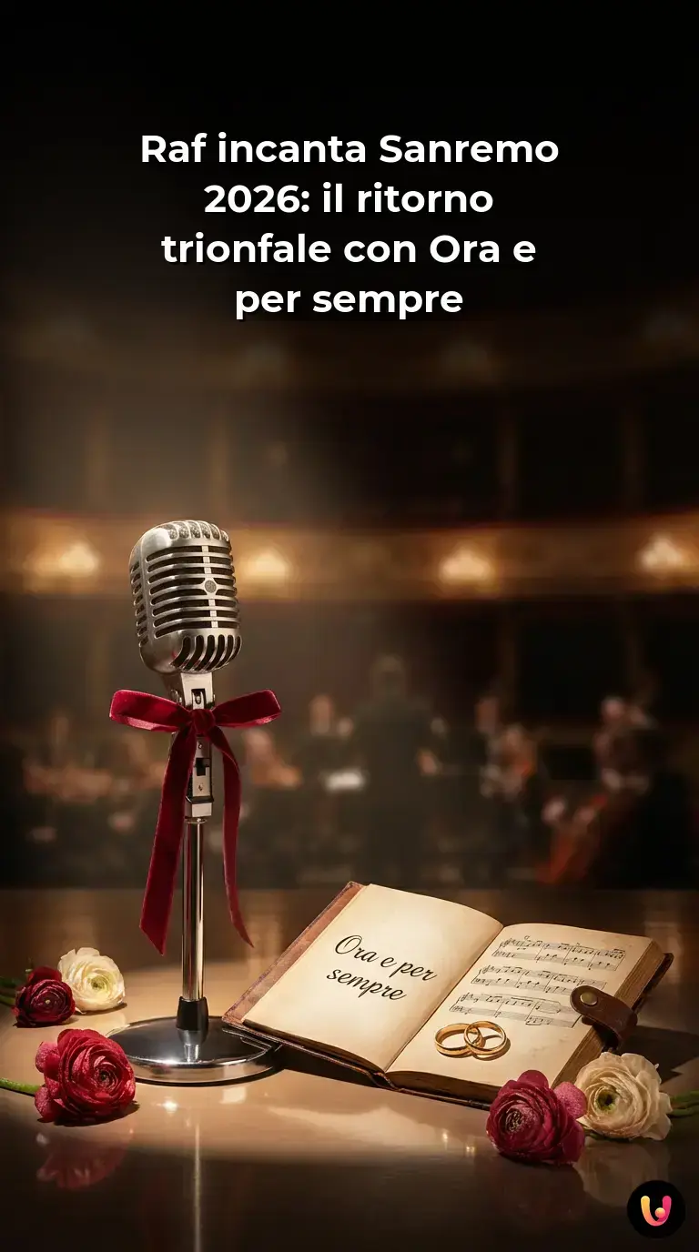 Il cantante Raf si esibisce sul palco del Festival di Sanremo 2026