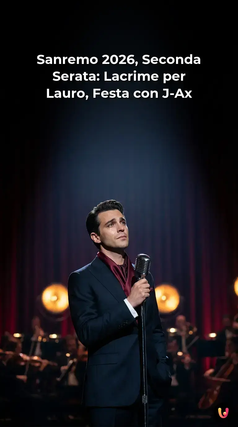 Achille Lauro in abito bianco e J-Ax sul palco del Festival di Sanremo 2026