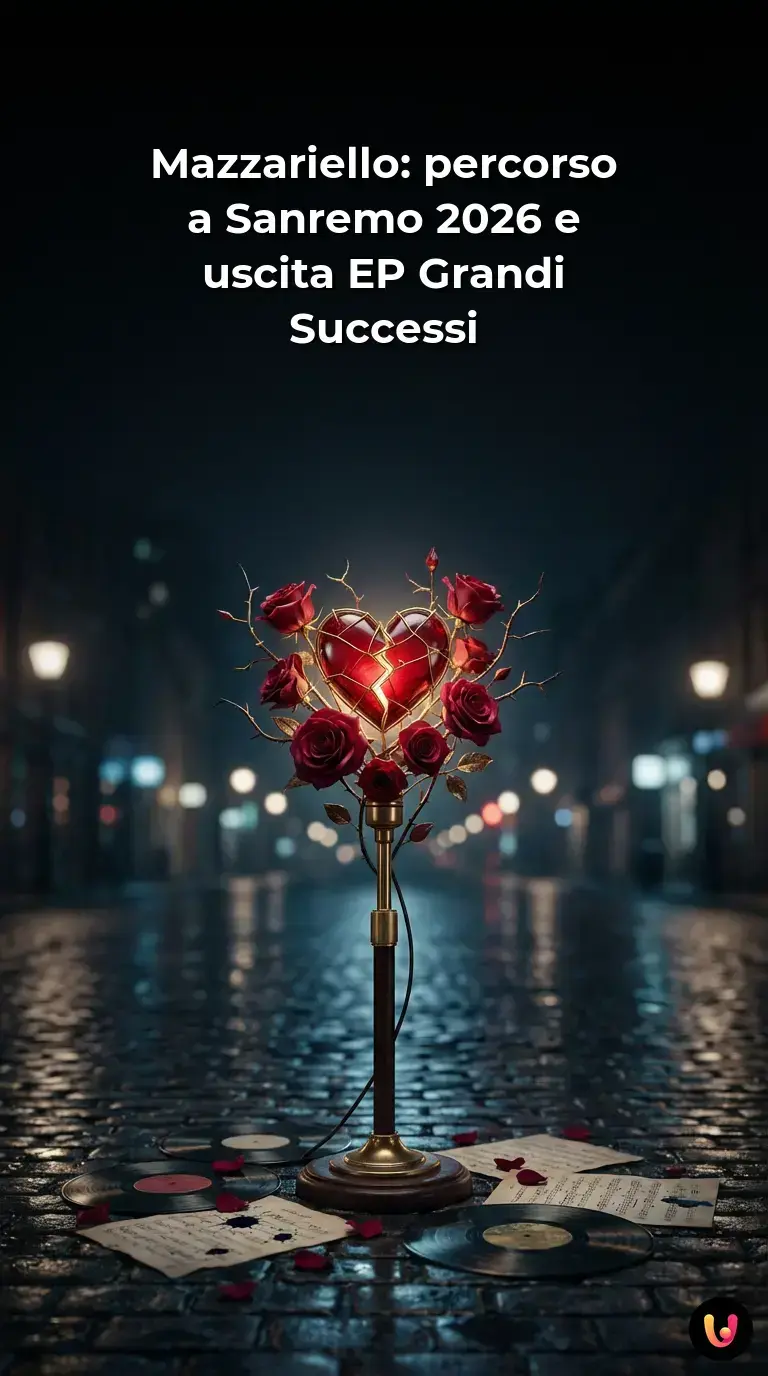 Il cantante Mazzariello durante l'esibizione a Sanremo 2026