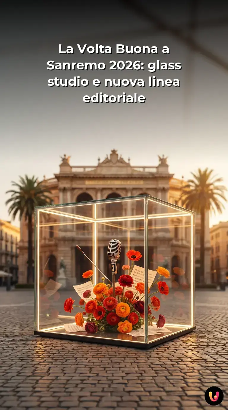 Caterina Balivo nel glass studio di Sanremo 2026 per La Volta Buona
