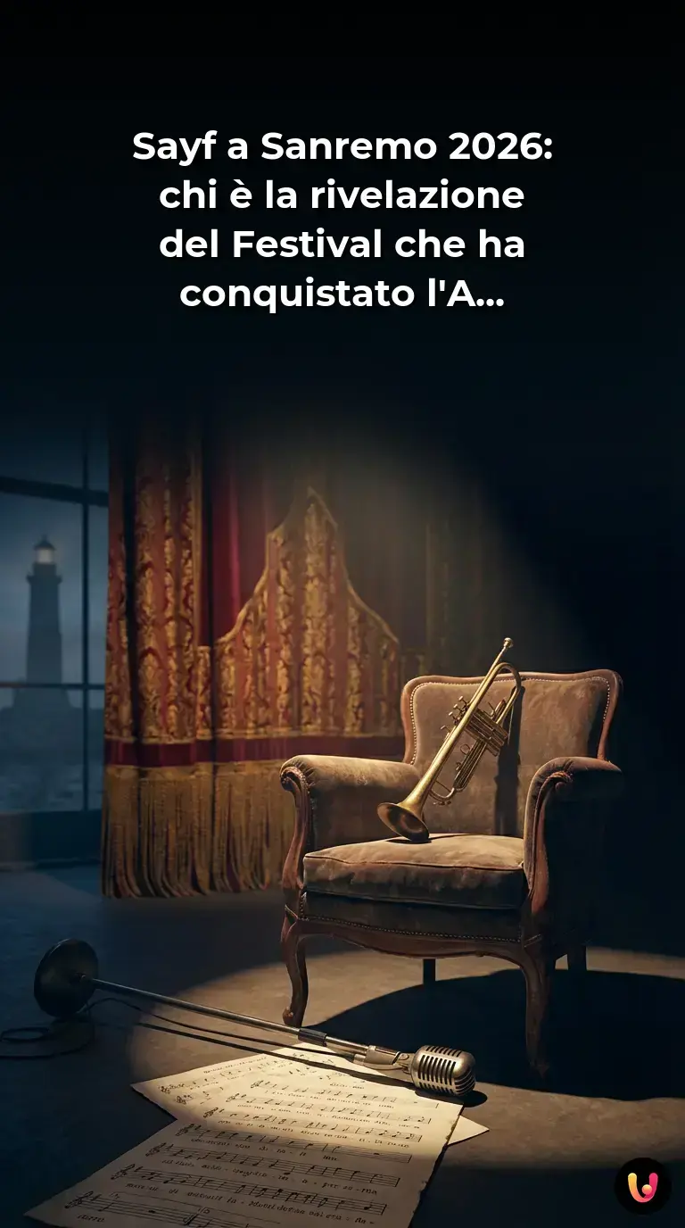 Il cantante Sayf si esibisce sul palco del Teatro Ariston a Sanremo 2026.