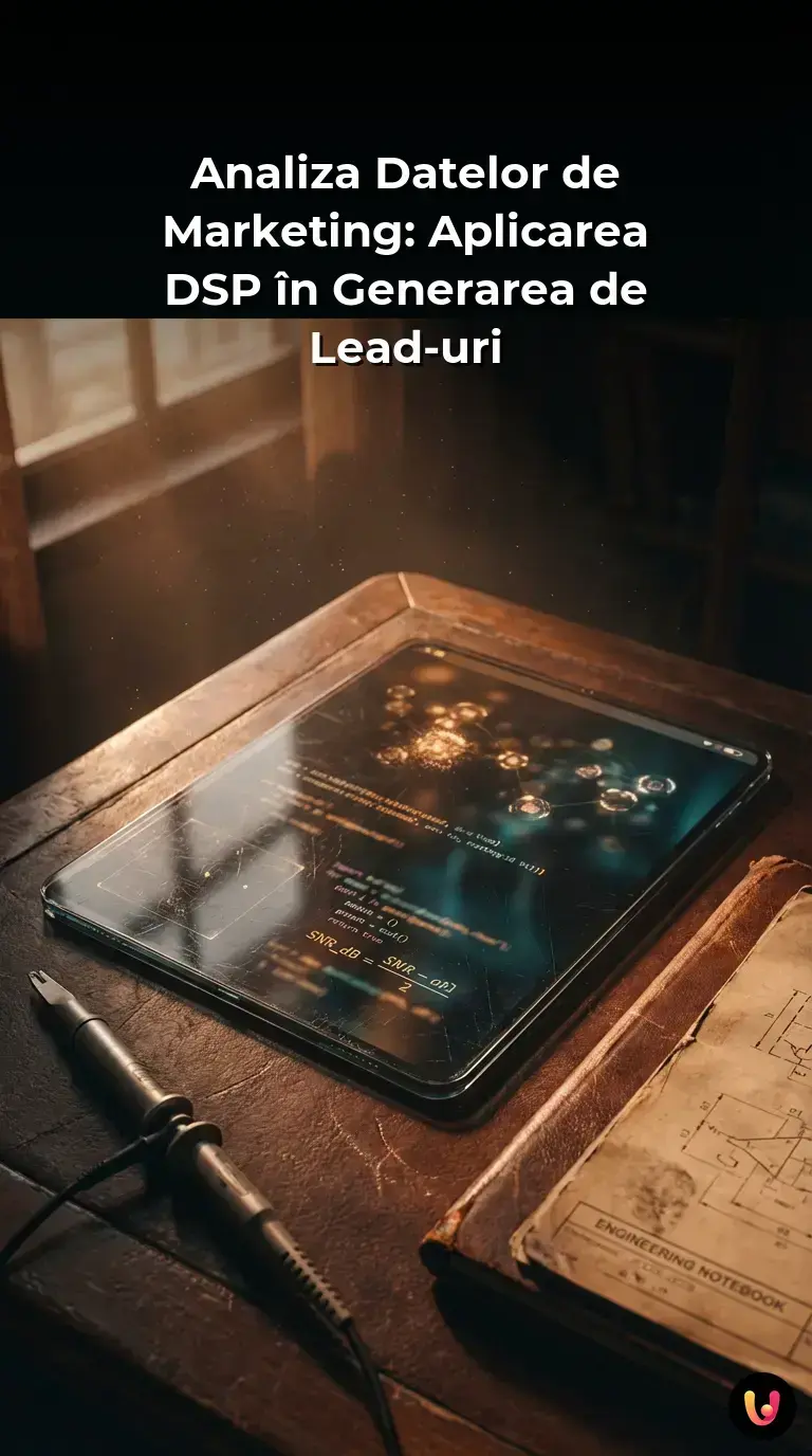 Analist examinând grafice de marketing filtrate prin algoritmi DSP