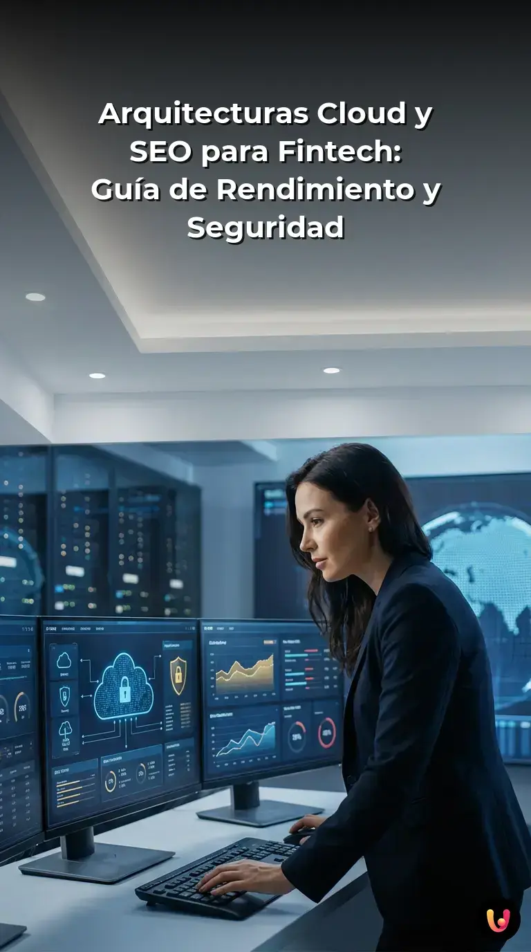 Esquema de arquitectura cloud segura optimizada para SEO fintech y Core Web Vitals