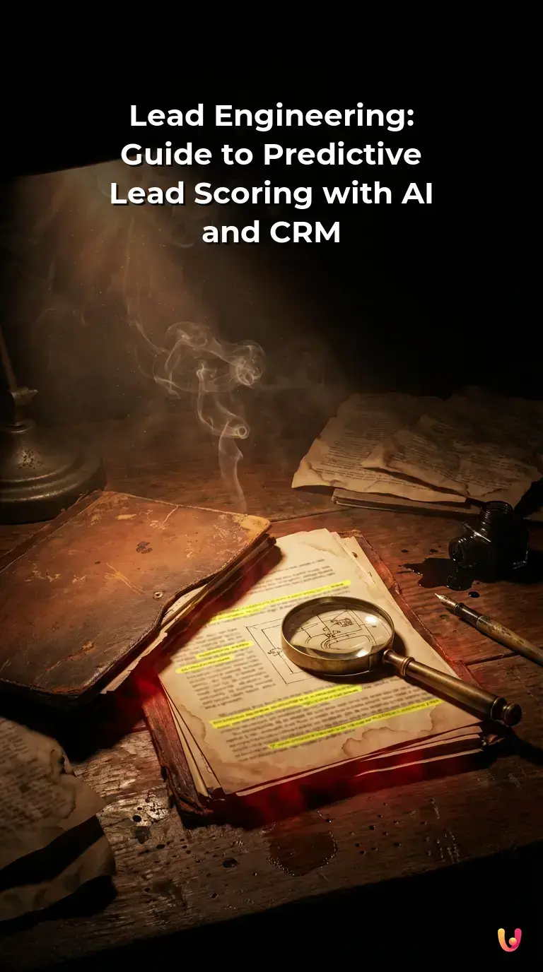 Infographic showing AI lead scoring architecture and CRM integration flow.