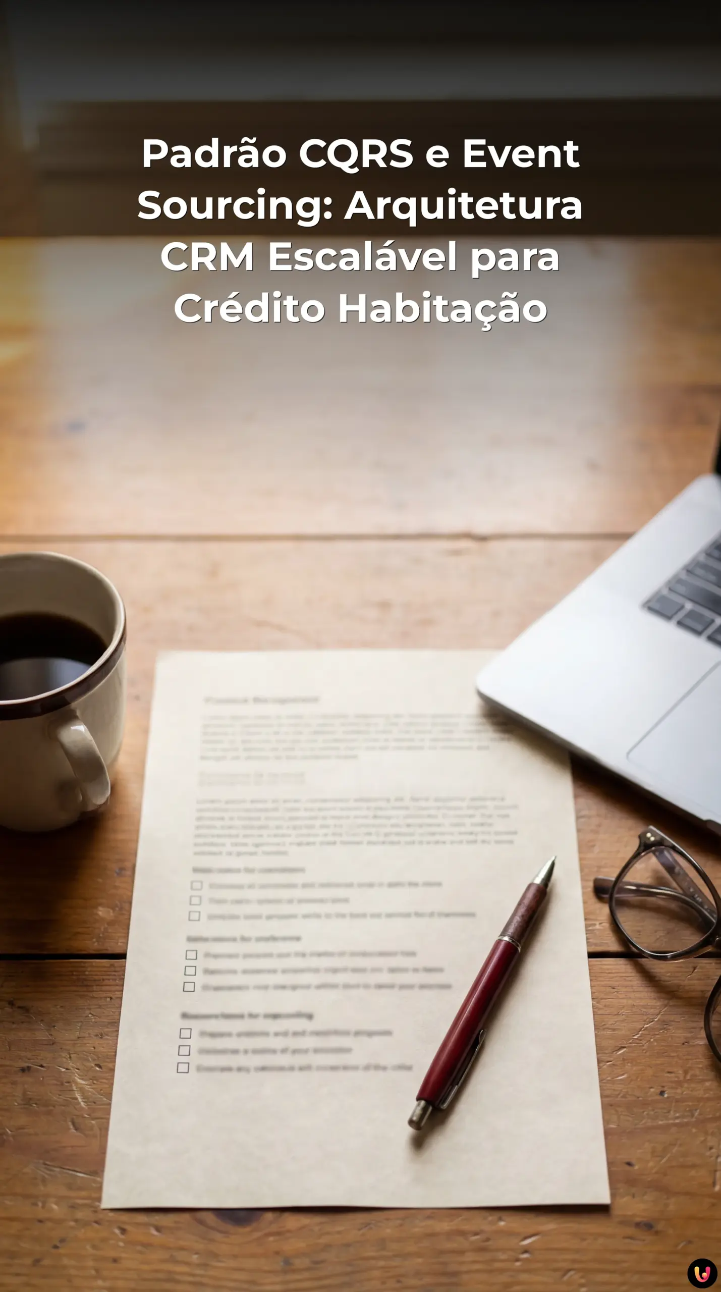 Esquema de arquitetura CQRS e Event Sourcing em ambiente fintech moderno