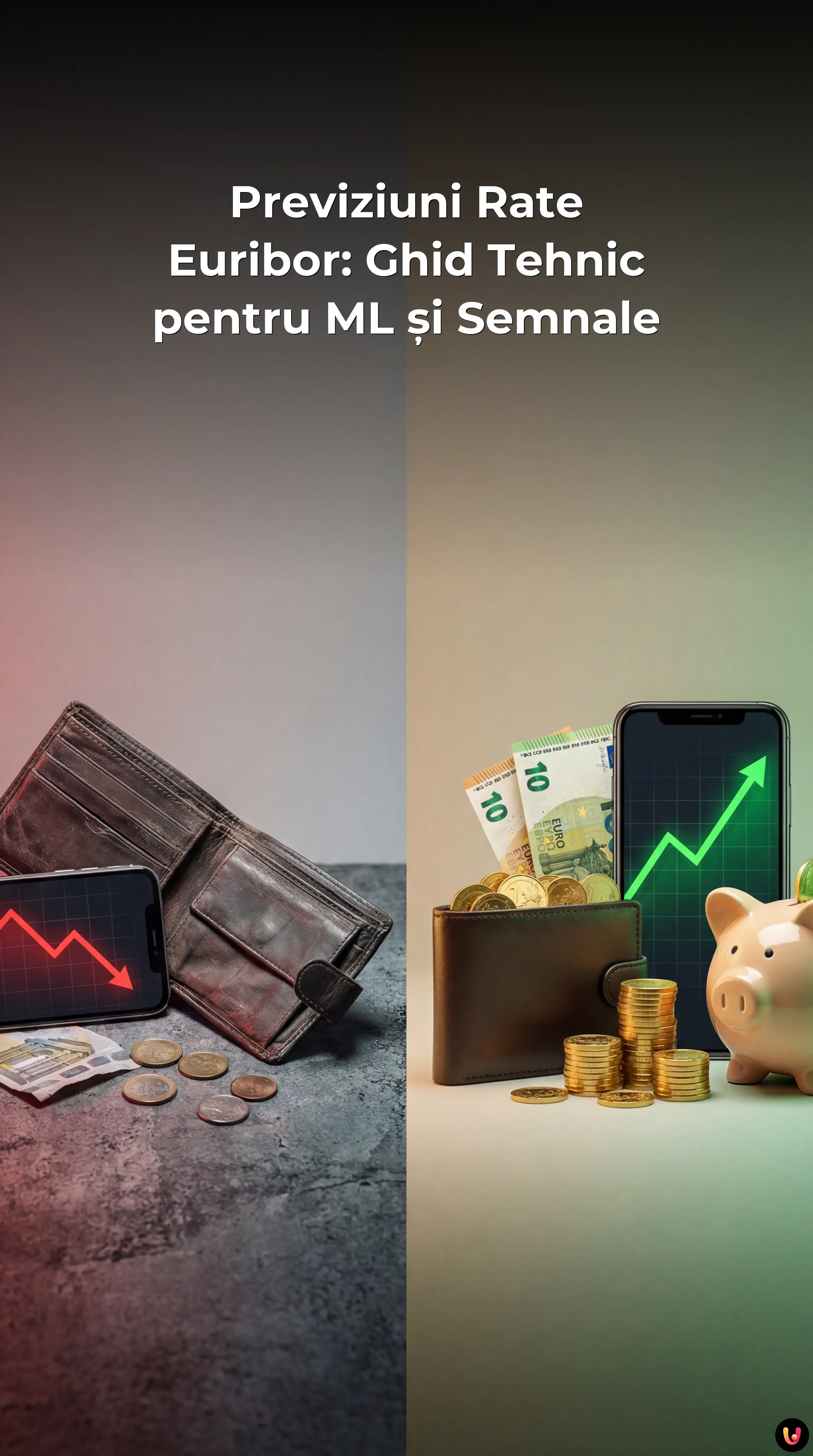 Grafic digital cu evoluția ratelor Euribor analizate prin algoritmi AI