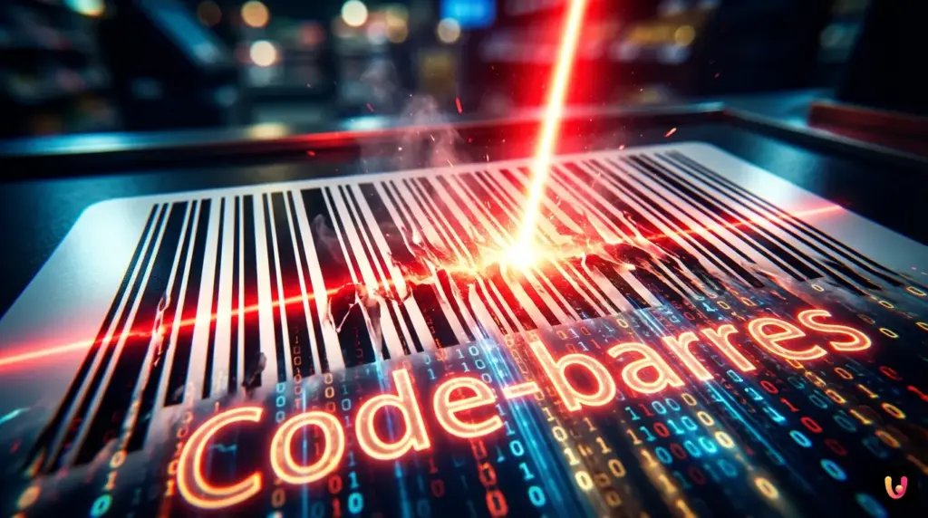 L’illusion d’optique du code-barres qui trompe notre cerveau Un scanner laser rouge lisant un code-barres, illustrant l'illusion d'optique des lignes noires.