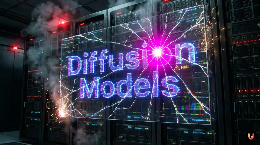 A single glowing forbidden pixel causing digital noise and corruption in an AI neural network.