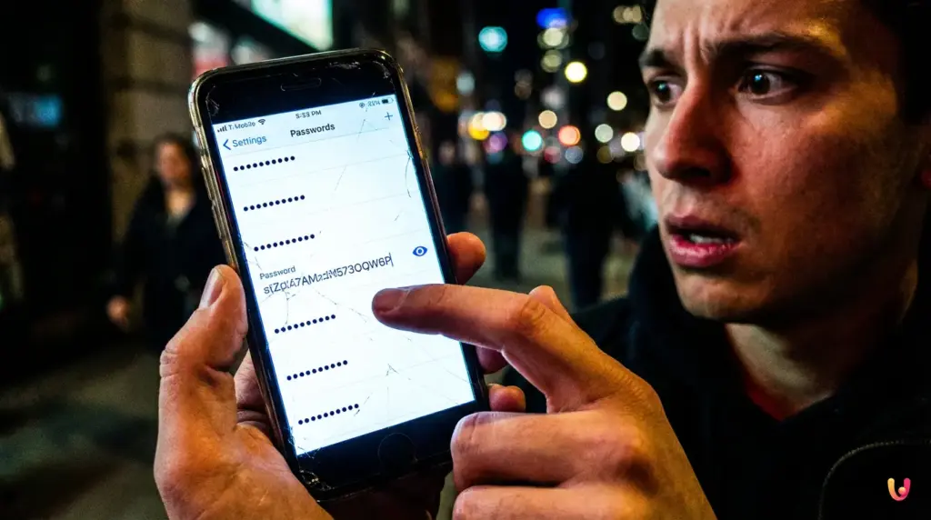 Smartphone showing the Google Chrome password manager screen.