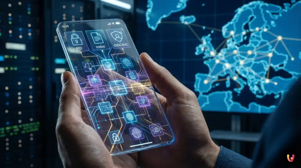 Schema illustrativo dei protocolli tecnici e dell'infrastruttura dell'IT Wallet europeo.