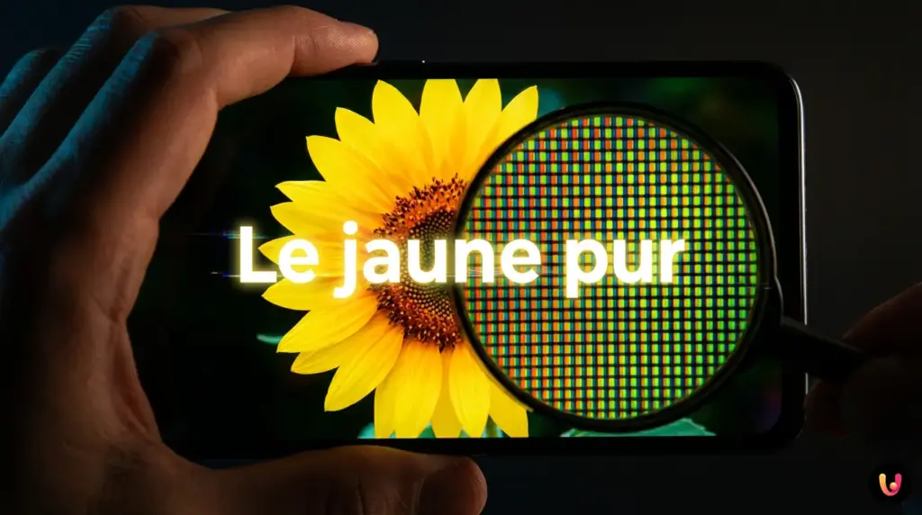 Un &eacute;cran num&eacute;rique affichant un tournesol d'un jaune &eacute;clatant.