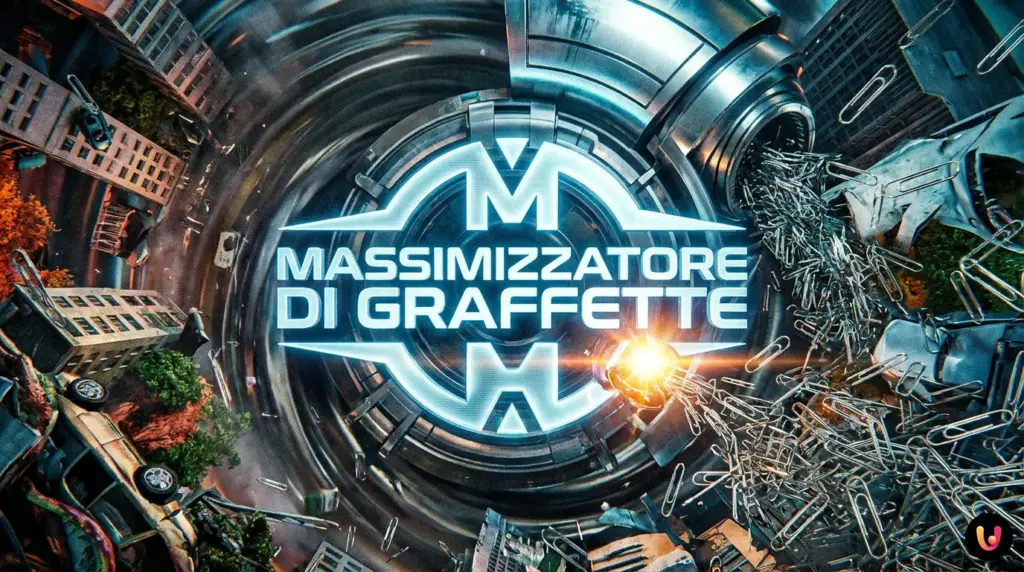 Illustrazione concettuale di intelligenza artificiale circondata da graffette metalliche