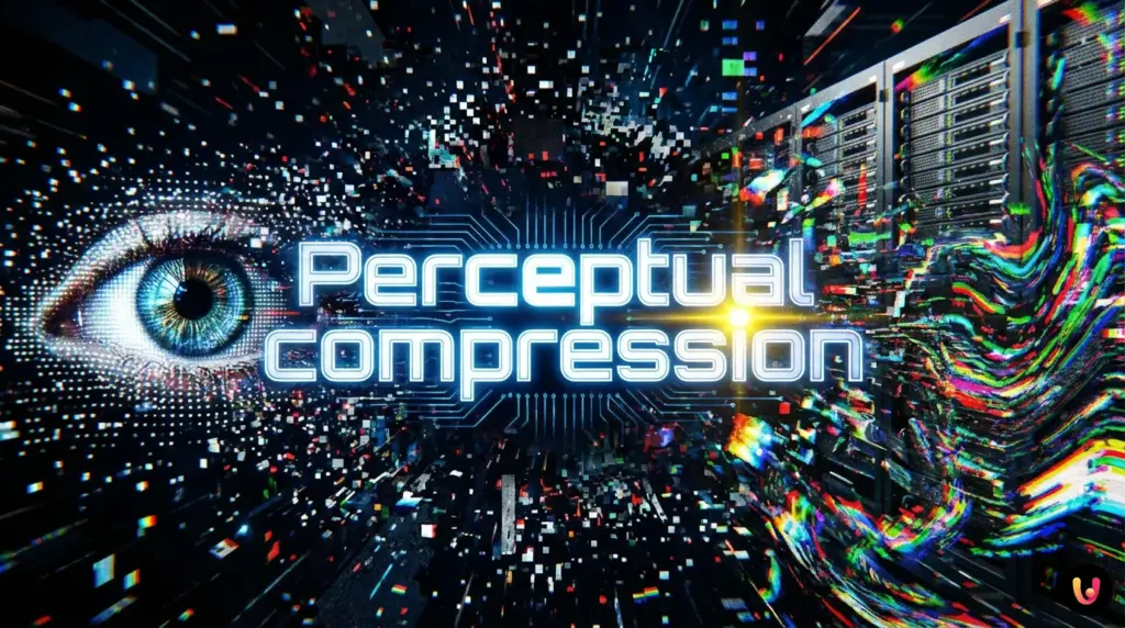 How a hidden pixel illusion prevents a global web collapse Abstract visualization of glowing pixels compressing data to stabilize global internet speeds.