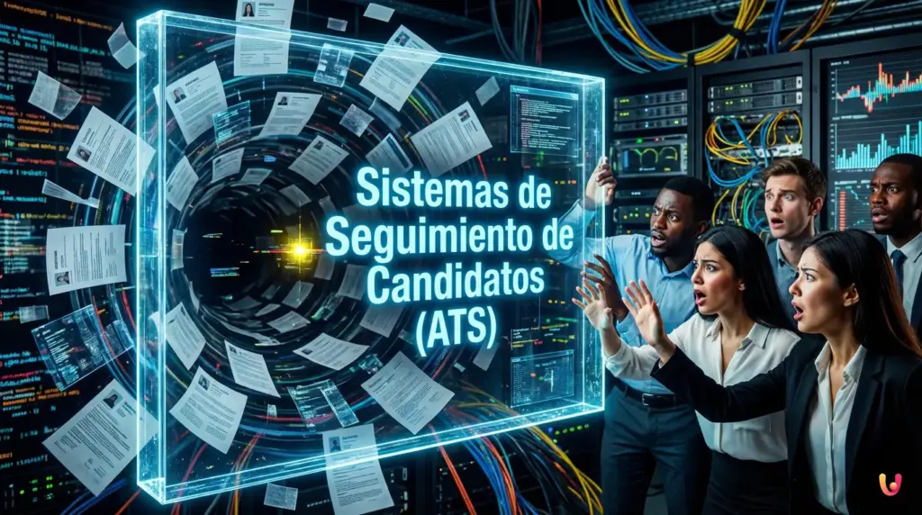 Sistema de inteligencia artificial analizando un curr&iacute;culum vitae en una pantalla.