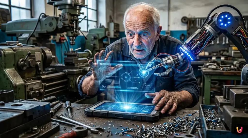 Schema visivo dell'integrazione del modello IA Vitruvian-1 nei processi aziendali delle PMI